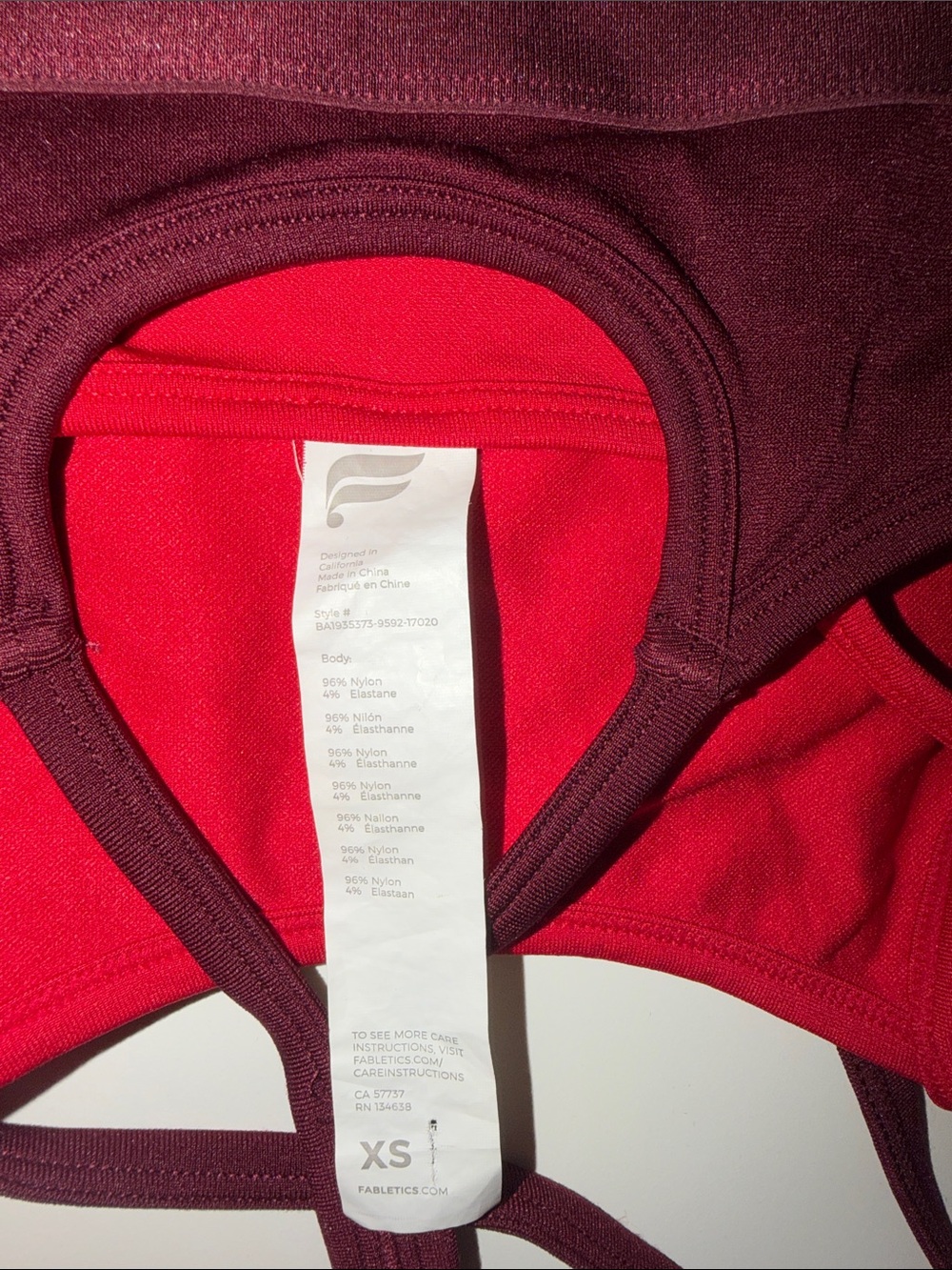 Fabletics Burgundy Colorblock Sports Bra Legging Set XS - Picture 5 of 5